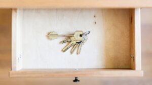 keys in an empty drawer